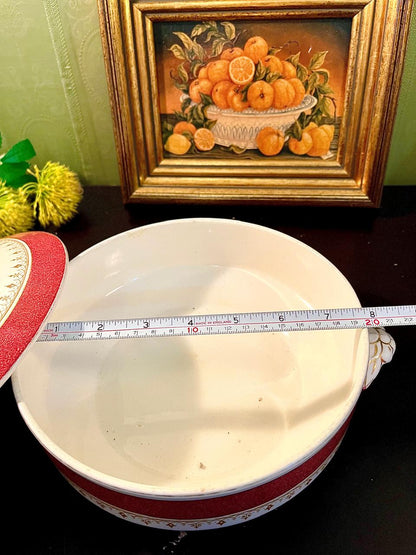 Vintage Red Gold Lidded Serving Tureen 22 cm