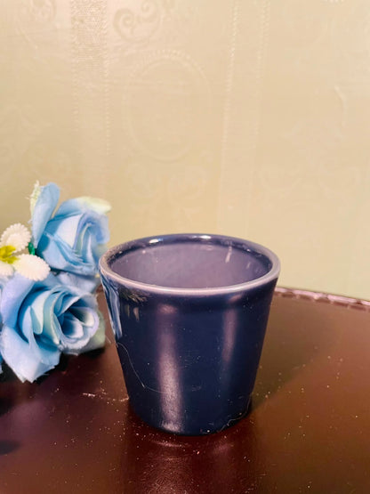 Navy Blue Ceramic Mini Planter – Glossy 3 Inch Pot