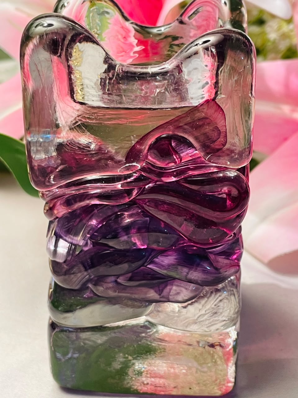 Purple Swirl Crystal Candle Holder Approx. 9 cm