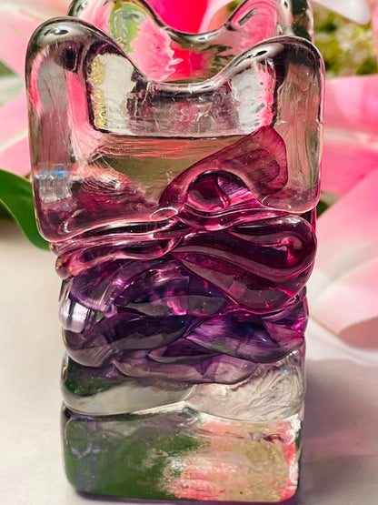 Purple Swirl Crystal Candle Holder Approx. 9 cm