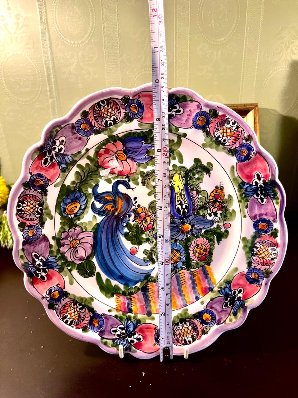 10 Inch Hand-Painted Peacock Ceramic Decorative Plate – Wall Art