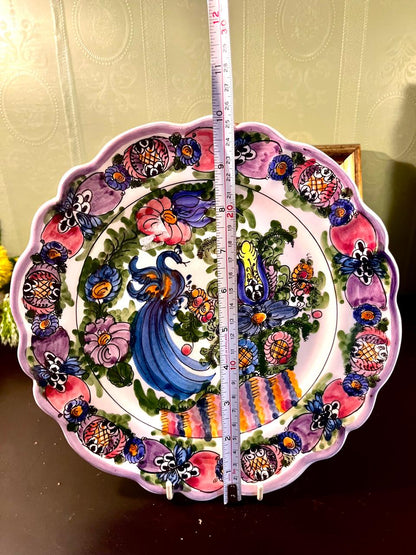 10 Inch Hand-Painted Peacock Ceramic Decorative Plate – Wall Art