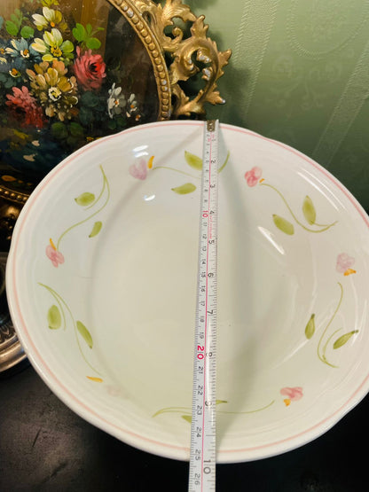 Vintage Pink Floral Ceramic Serving Bowl 10 Inch