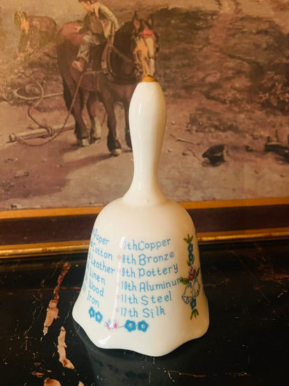 Vintage English Porcelain Table Bell – Floral Design