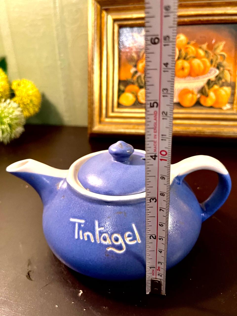 Vintage Blue Stoneware Teapot – "Tintagel" – 4 Inch