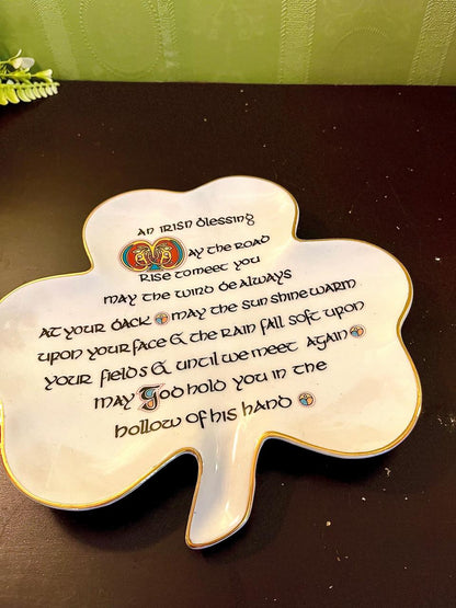 Irish Blessing Shamrock Decorative Plate 9 Inch