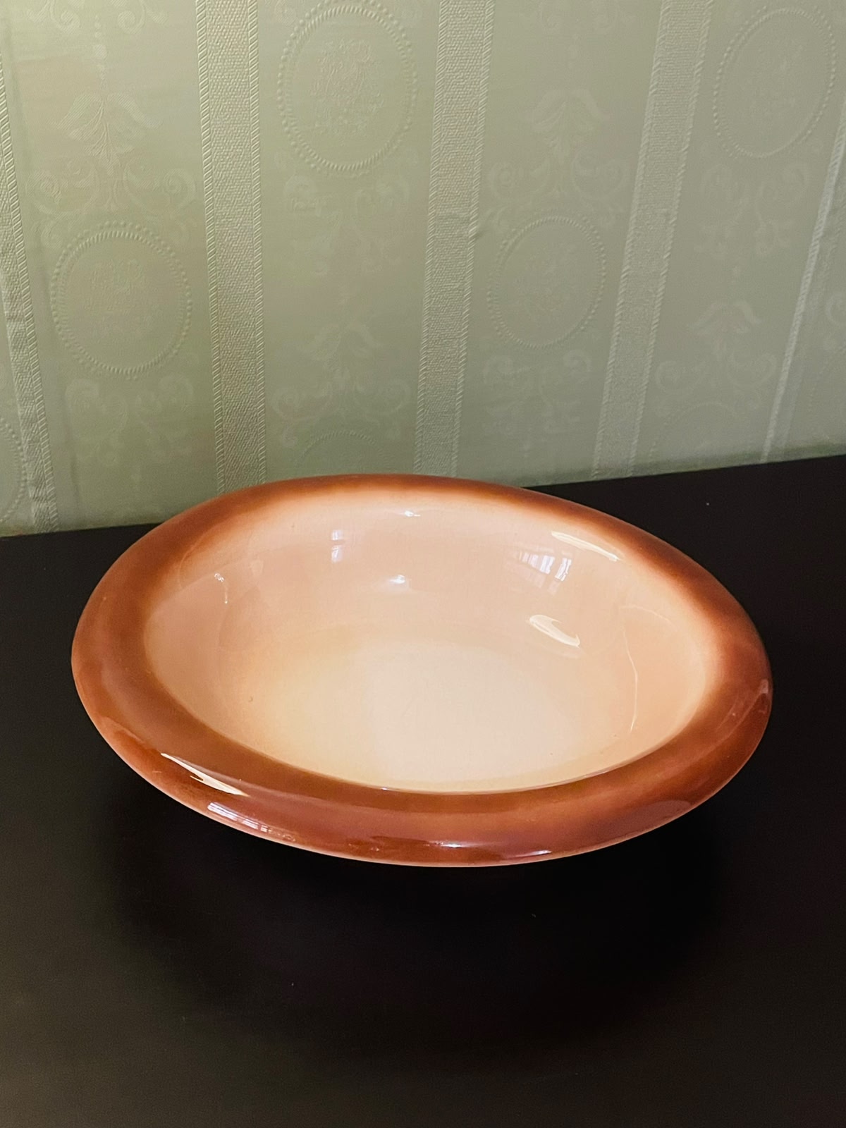 Vintage Brown Ombre Ceramic Serving Bowl 11 Inch