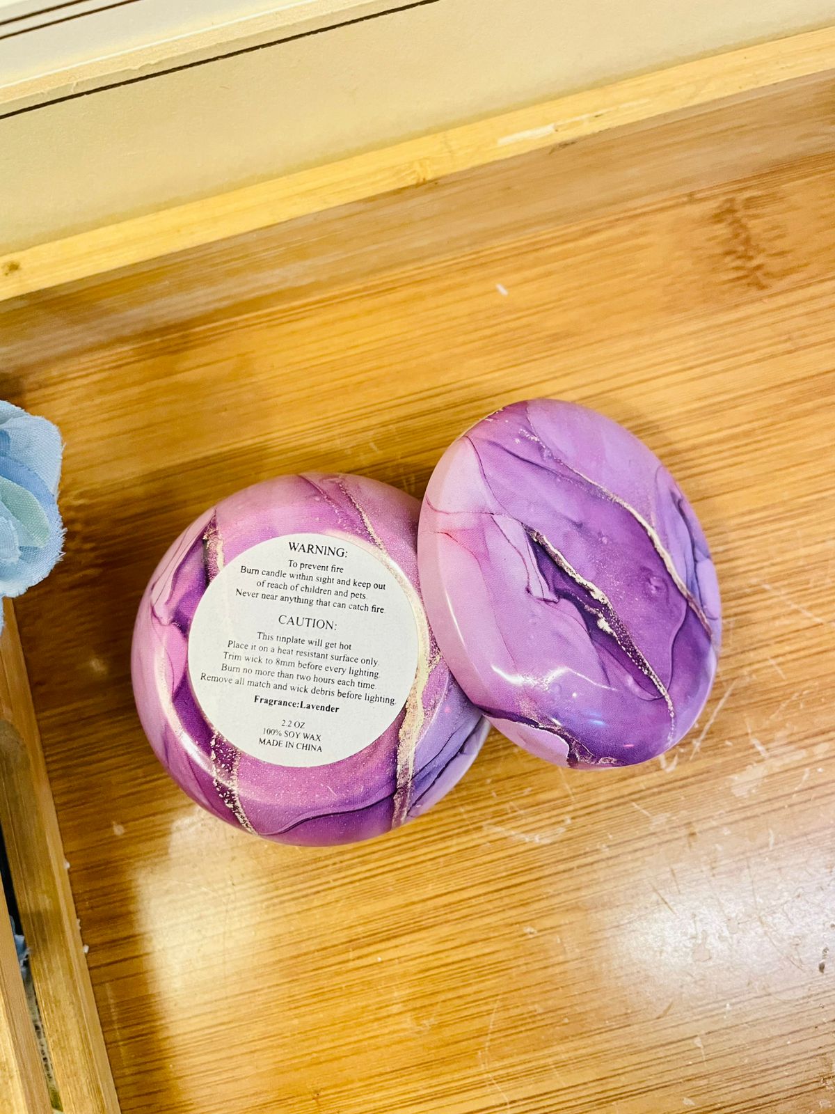 Purple & Pink Marble Candles – Elegant Home Décor Gift Candle Tin