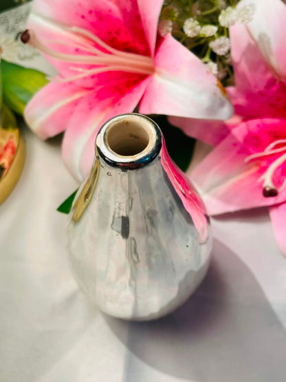 Silver-Tone Teardrop Decorative Vase Approx. 14 cm