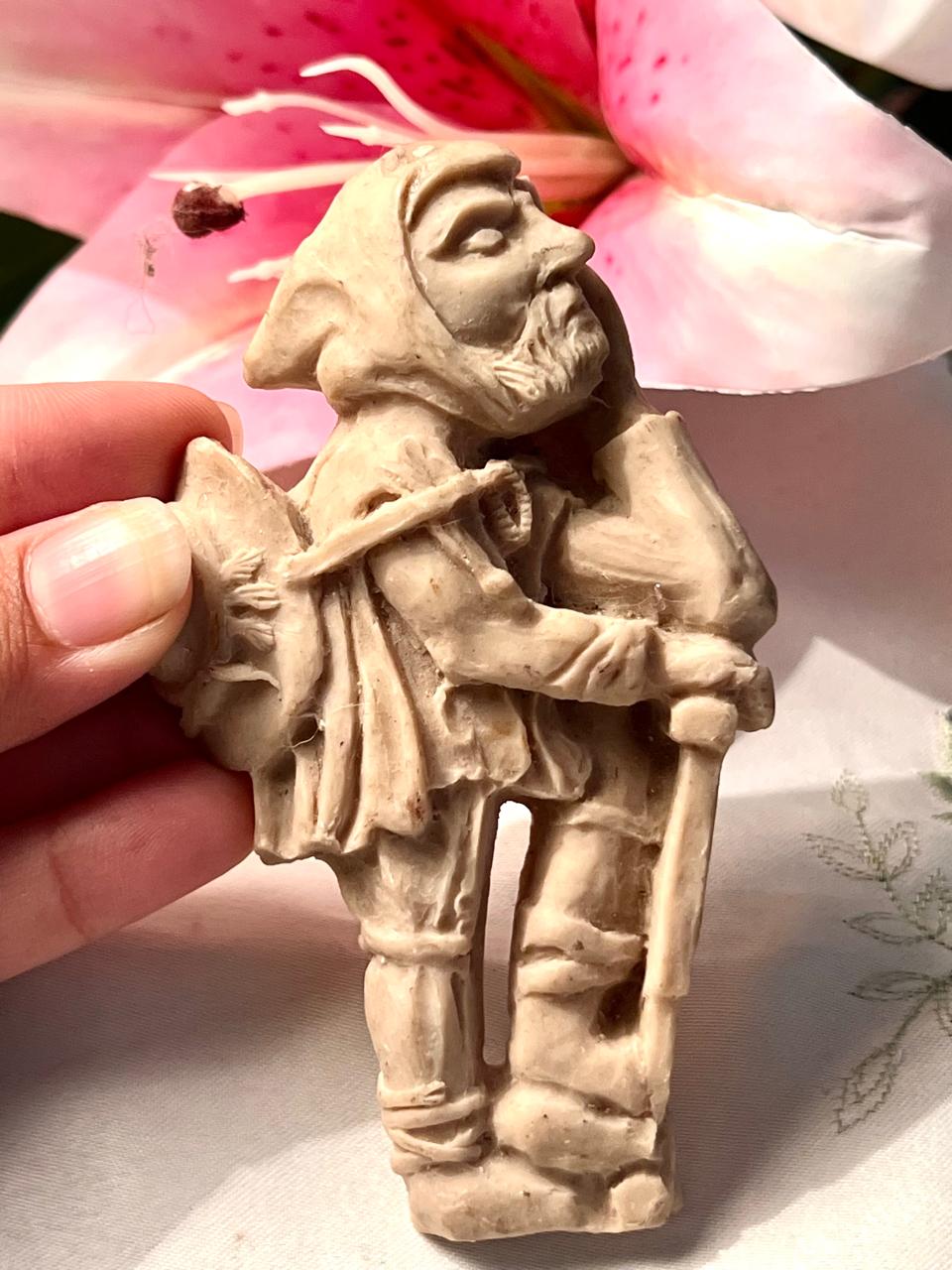 Vintage Rustic Traveller / Hiker Relief Figurine Plaque Approx. 12 cm