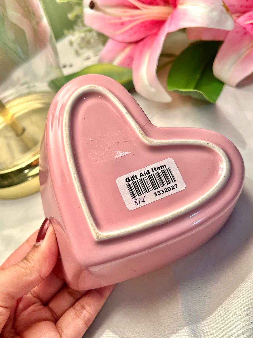Pink Heart-Shaped Ceramic Serving Bowl – 5 Inch