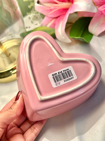 Pink Heart-Shaped Ceramic Serving Bowl – 5 Inch