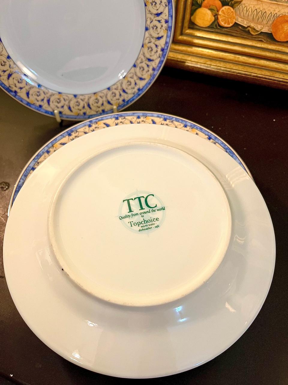 TTC Topchoice Vintage Salad Plates Set of 6 – 7.5 Inch Blue Border