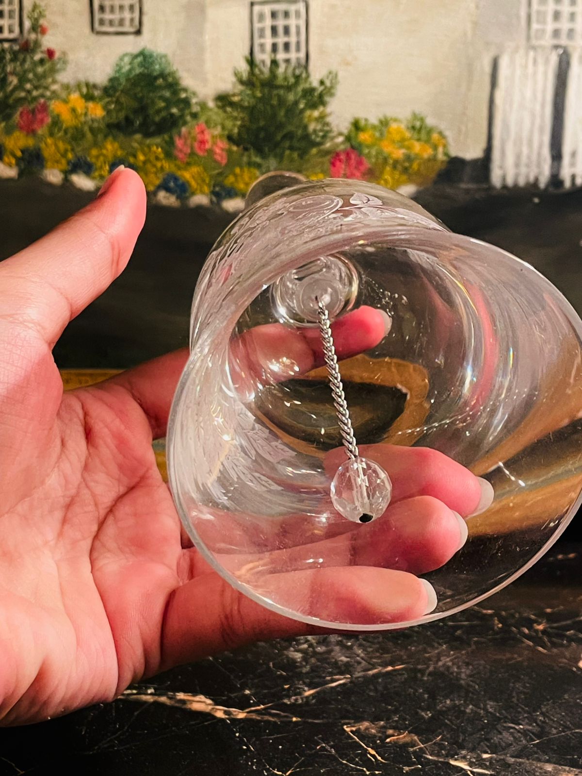 Vintage Crystal Dinner Bell – Bird Embossed Bell Made in France