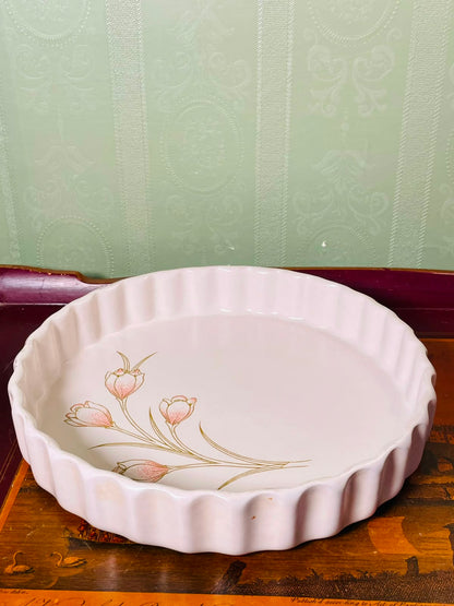 Simpsons  Biltons England OvenstoneCrown Lynn Floral Oven-Safe Pie Dish 10"