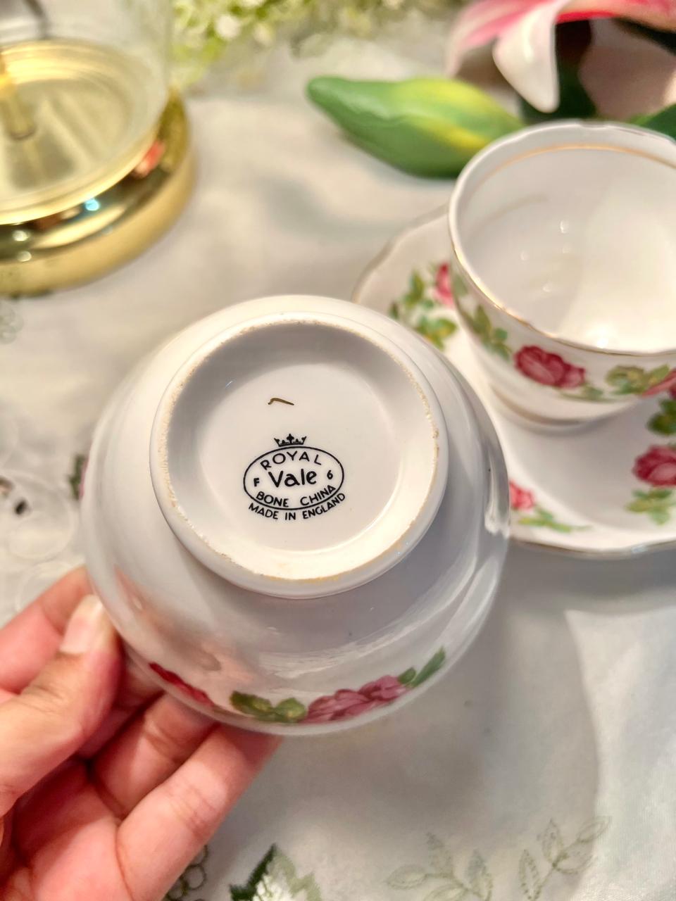 Royal Vale Pink Rose Bone China Trio with Sugar Bowl – 3 Pieces