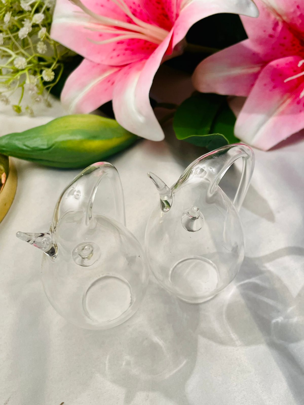 Clear Crystal Bird Figurines 2pc Set 4 in