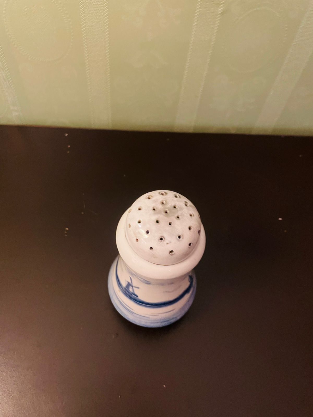Blue White Delft Windmill Ceramic Shaker 6 Inch