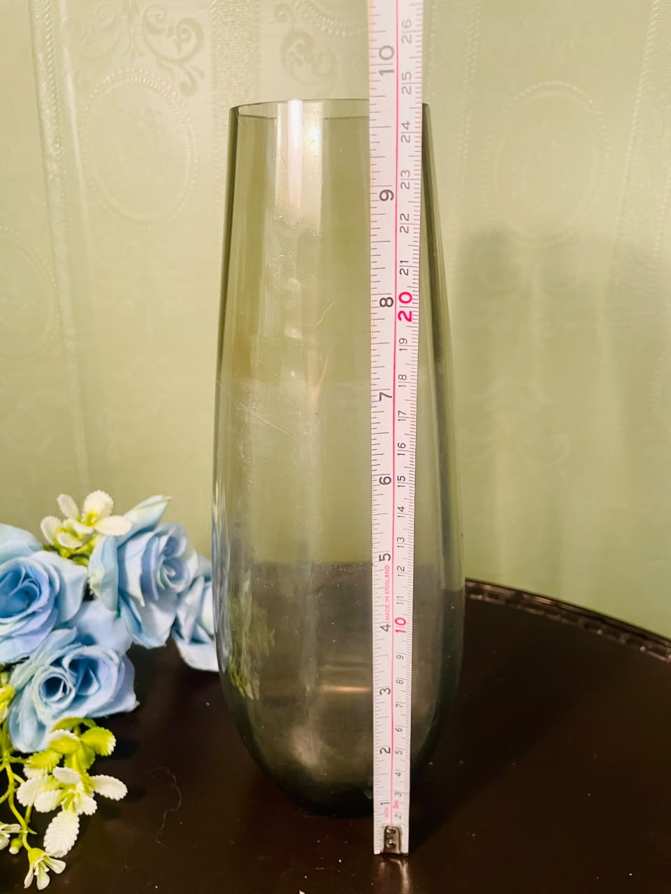 Large Smoke Grey Decorative Crystal Floor Vase – 10 Inch Modern Vase