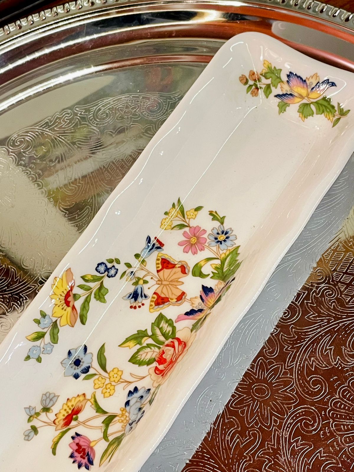 Aynsley Cottage Garden Long Tray – Fine Bone China – Made in England