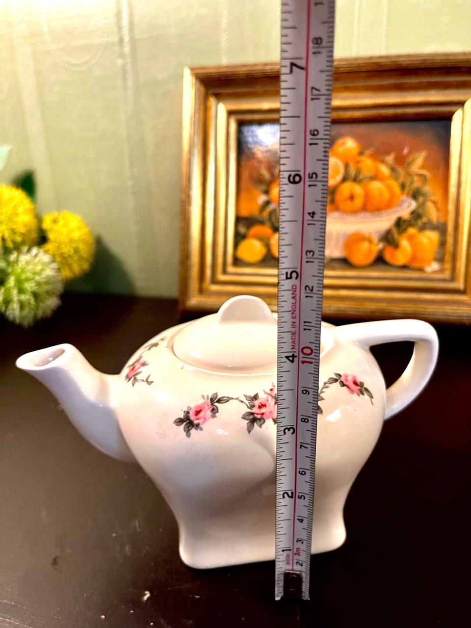 Vintage Pink Rose Ceramic Teapot – 5 Inch Cottage Tea Pot