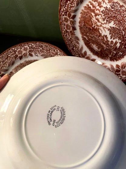 Broadhurst Brown Transferware Plates Set of 6 – 8 Inch