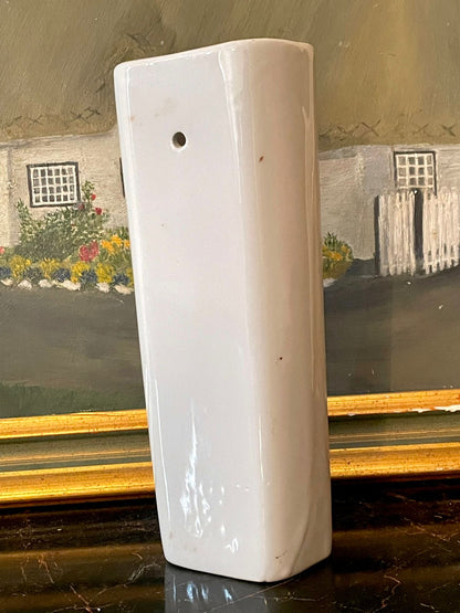 Vintage Wall hanging vase - Floral Rectangular Ceramic Vase – Pastel Pink & Blue Blossoms (England)