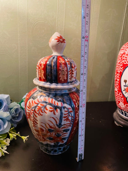 RARE FIND Vintage Imari Style Ginger Jar & Porcelain Lamp Set