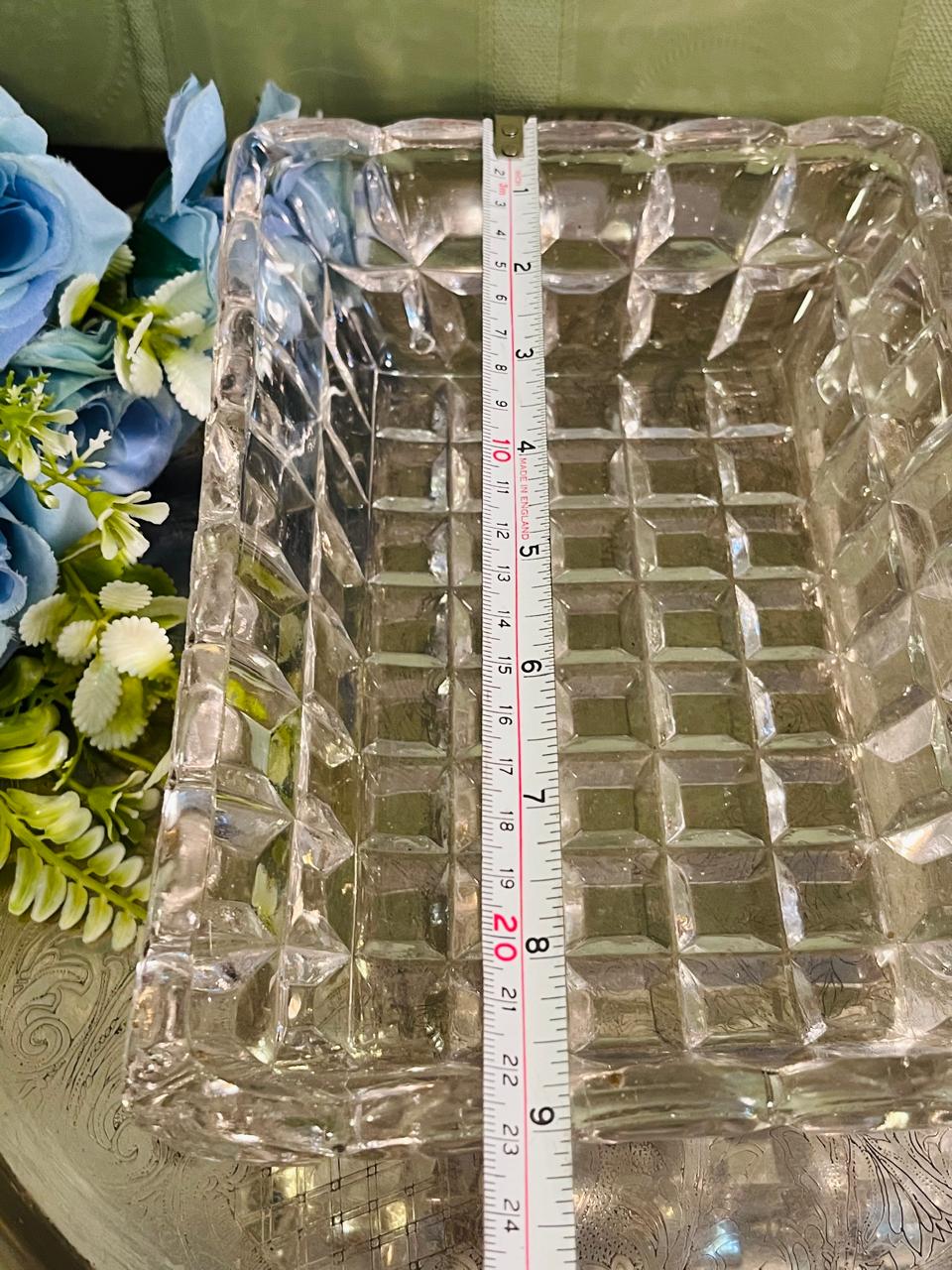 Vintage Cut Crystal Rectangular Serving Dish 23 cm