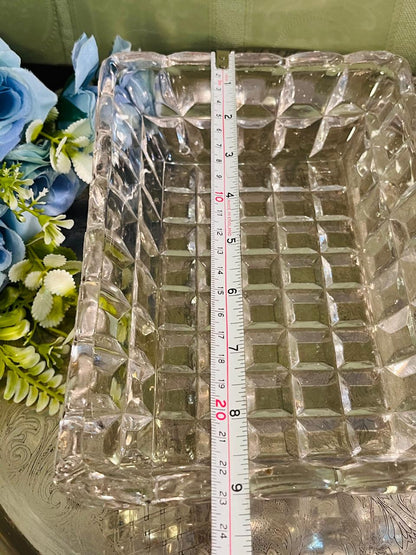 Vintage Cut Crystal Rectangular Serving Dish 23 cm