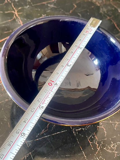 Handmade Italian Fiorentine Cobalt Blue Lidded Bowl – Classical Motif