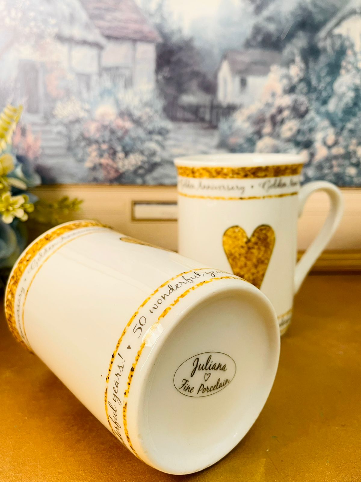 50th Golden Anniversary Mug Set – Couple Gift Box