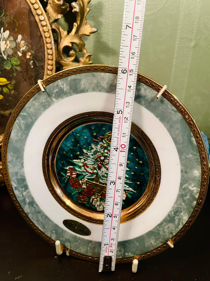 Chokin 24K Gold Christmas Decorative Plate 6 Inch Japan