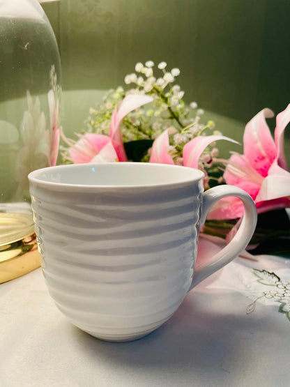 MALVERN next White Ribbed Ceramic Soup  Mug 10 cm