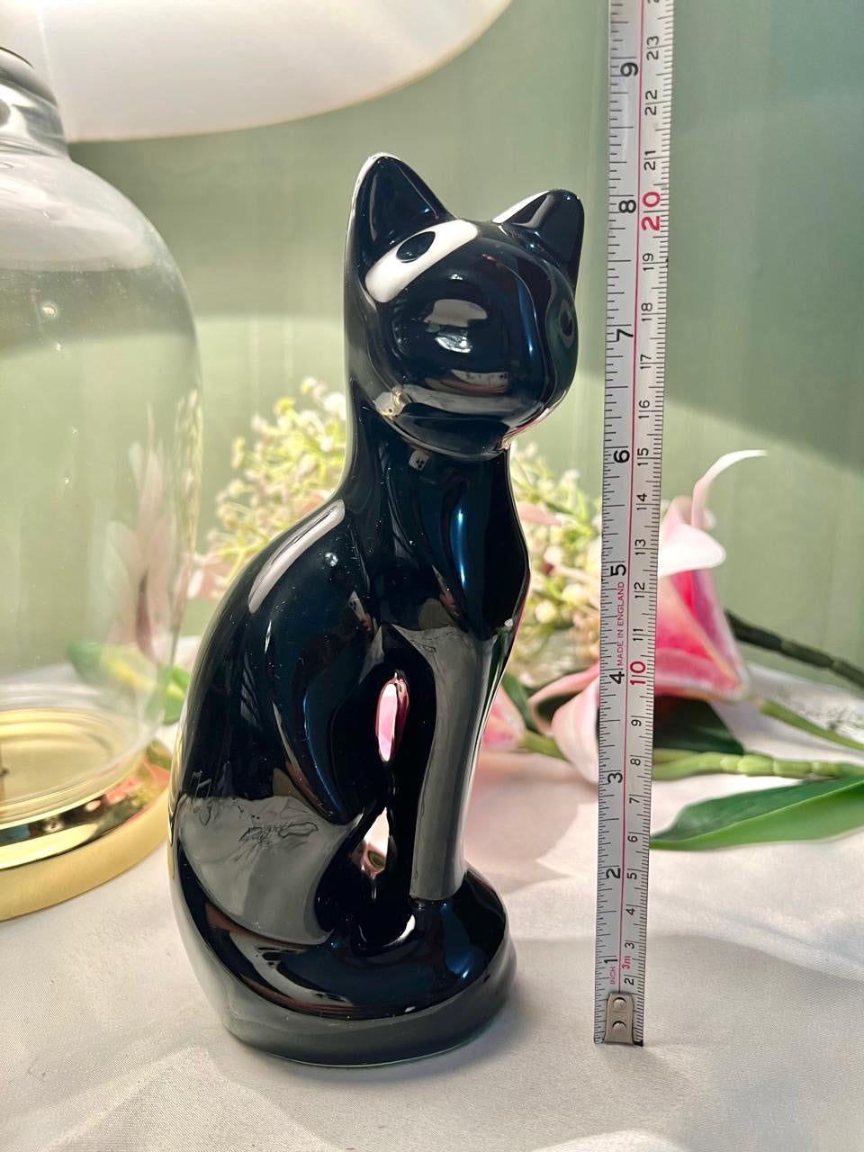 Black Cat Ceramic Figurine Glossy Finish 20cm - 1 Piece
