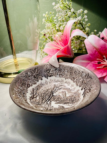 Vintage English Ironstone “Magdalen Tower” Transferware Bowl – 16 cm