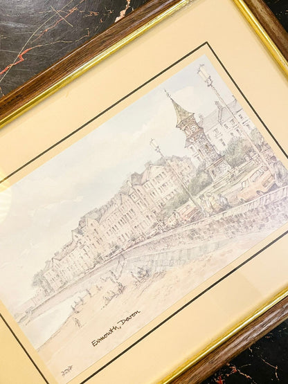 Framed Exmouth Devon Seaside Wall Art Painting 9.5 inch