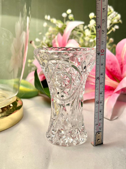 Vintage Clear Crystal Vase – Approx. 4 Inch