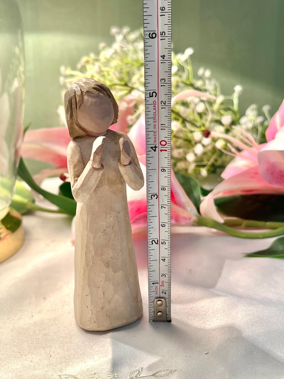 Praying Angel Figurine Neutral Beige 13cm
