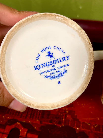 Kingsbury Staffordshire Fine Bone China Floral Mugs Set of 2 10cm