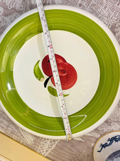 Hand-Painted Ceramic Pie Dish — 11 Inch (Cherry Design) oven safe