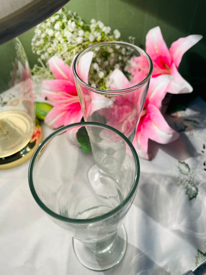 Pair of Tall Clear Crystal Pilsner Vase  Approx. 23 cm