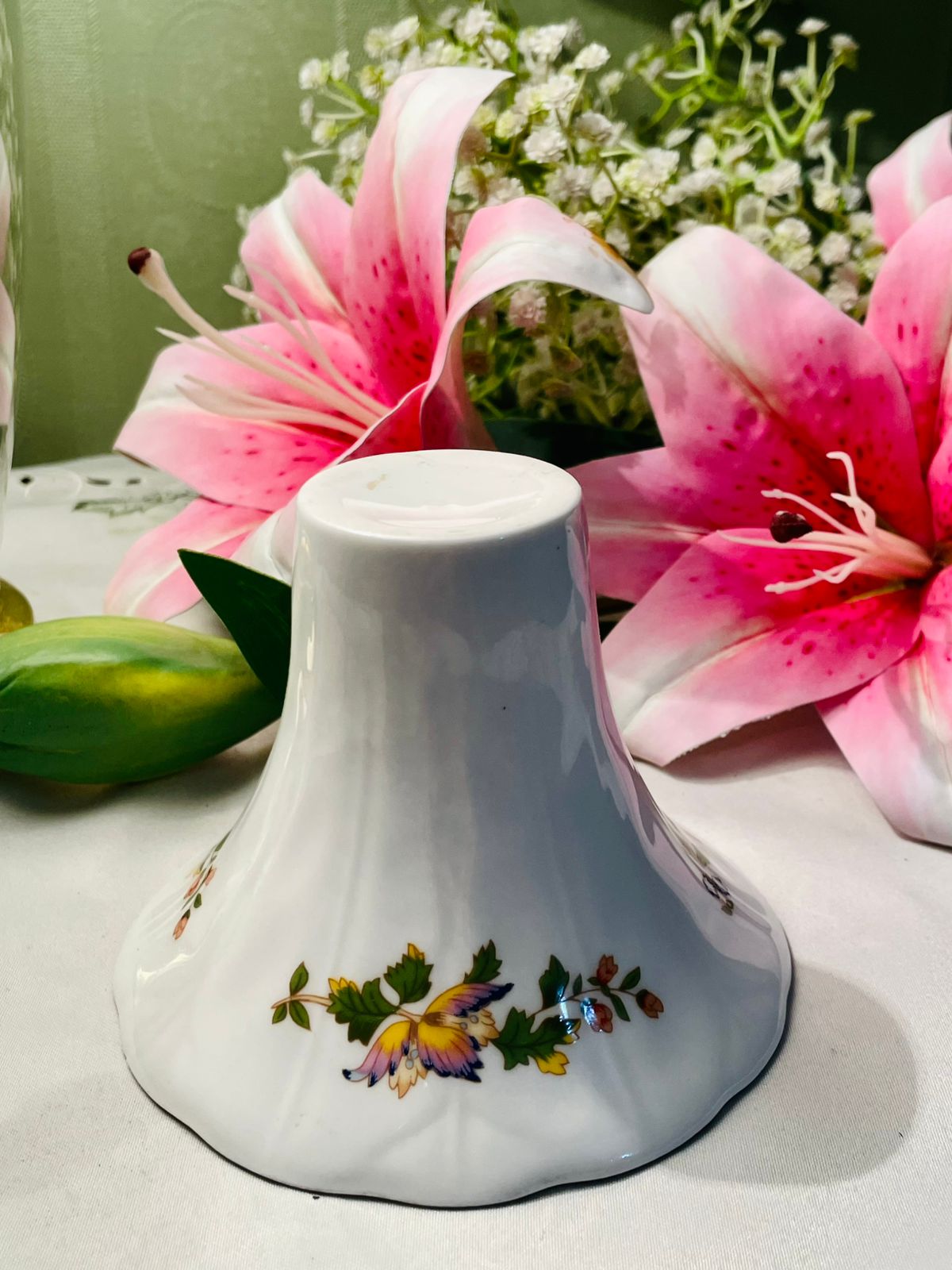 Aynsley Fine Bone China Floral Candle Stand White 10cm