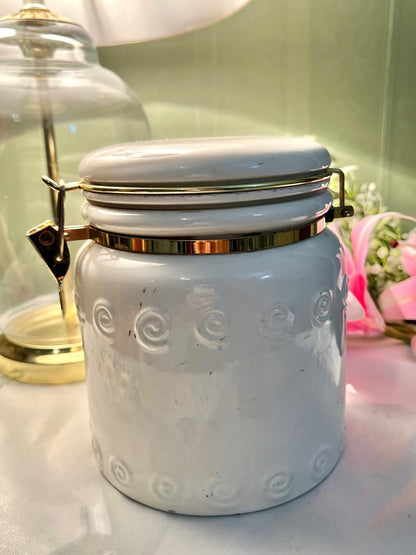 White Ceramic Clamp-Lid Storage Jar Airtight 17cm