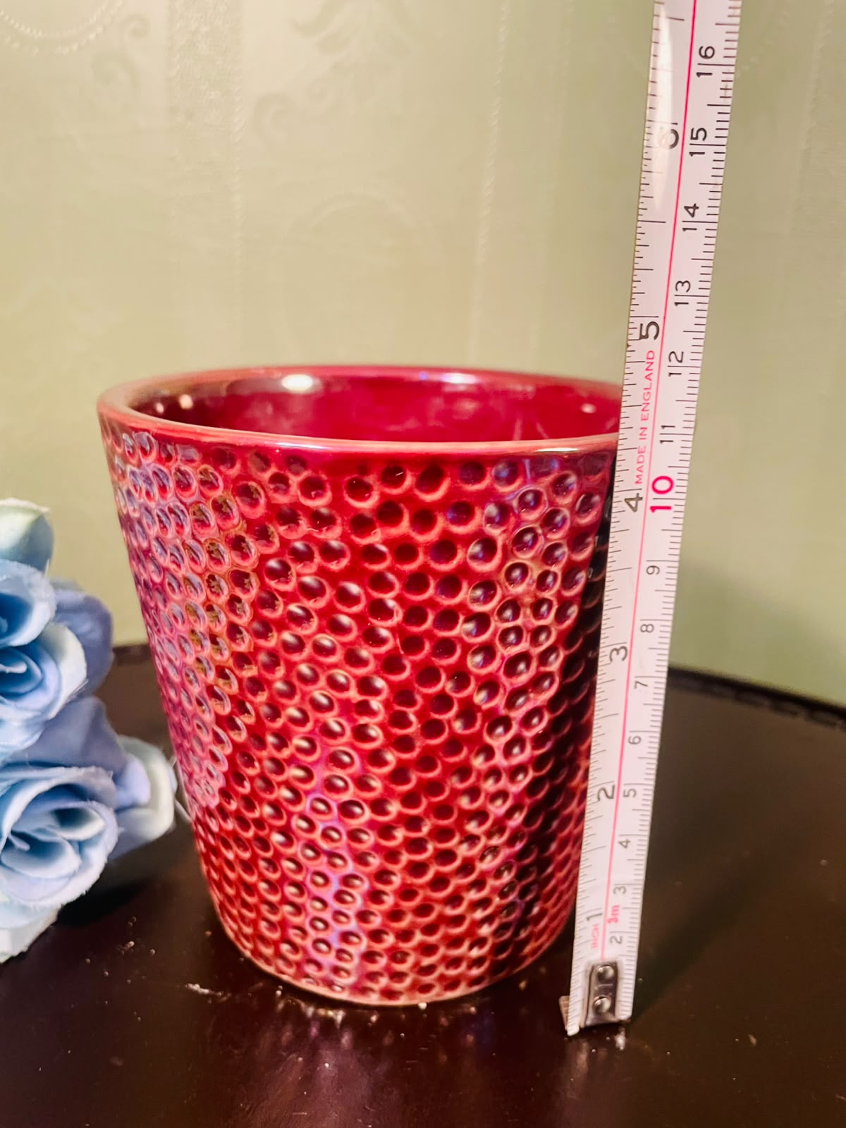Red Textured Glazed Ceramic Plant Pot – 4.5 Inch