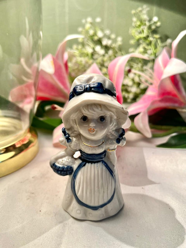 Blue Pottery Blue & White Lady Figurine Approx. 10 cm