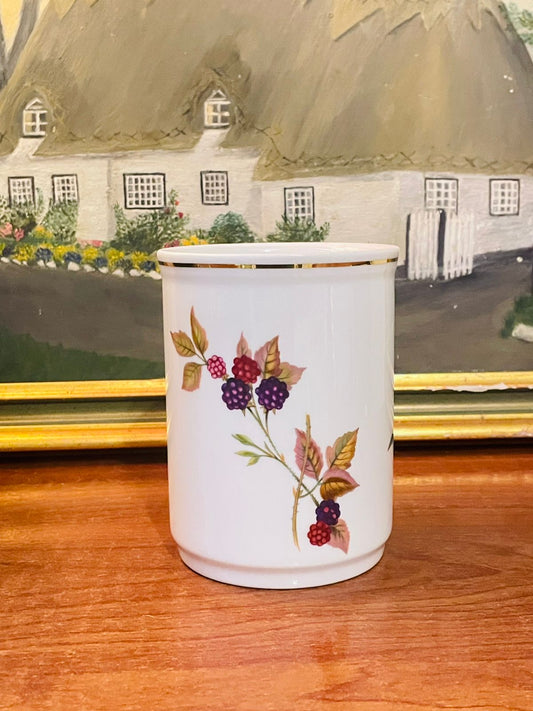 Royal Worcester Evesham Gold Utensil Holder – Vintage English Porcelain Kitchen Vase