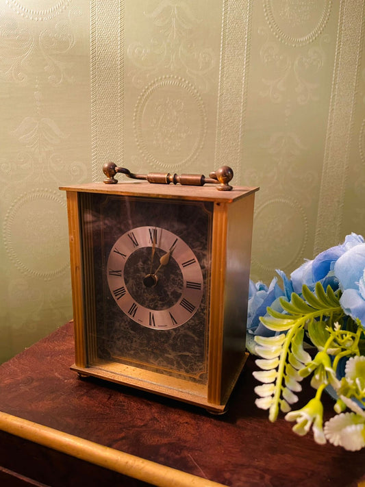Vintage Brass Carriage Mantel Clock