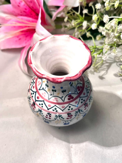 Hand Painted Ceramic Floral Bud Vase Multicolour 4.25 Inch