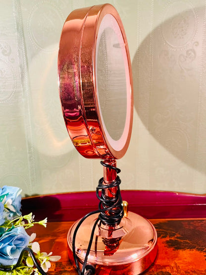 Rose Gold Lighted Vanity Mirror – 12 Inch